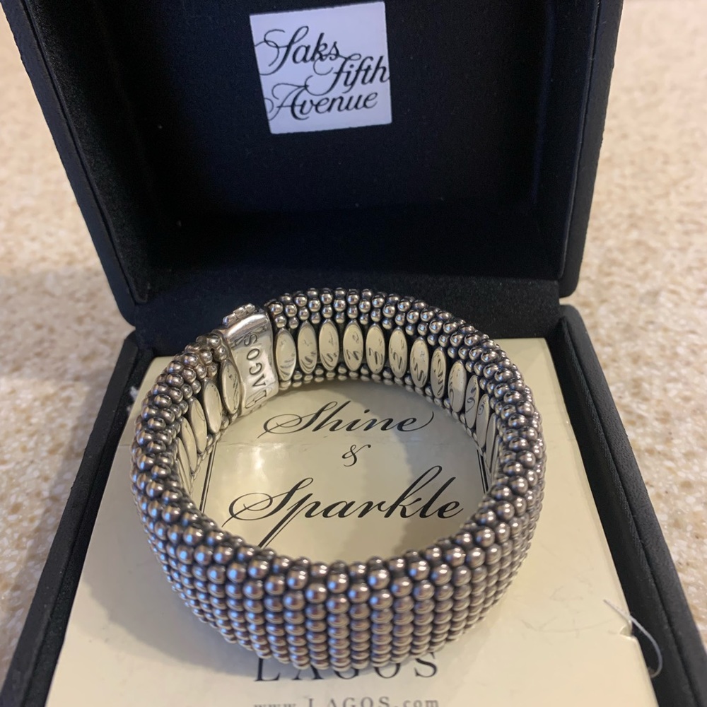 Silver Lagos Caviar Bracelet.